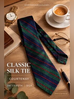 Courtenay Silk Striped Necktie Classic Business Tie 58”